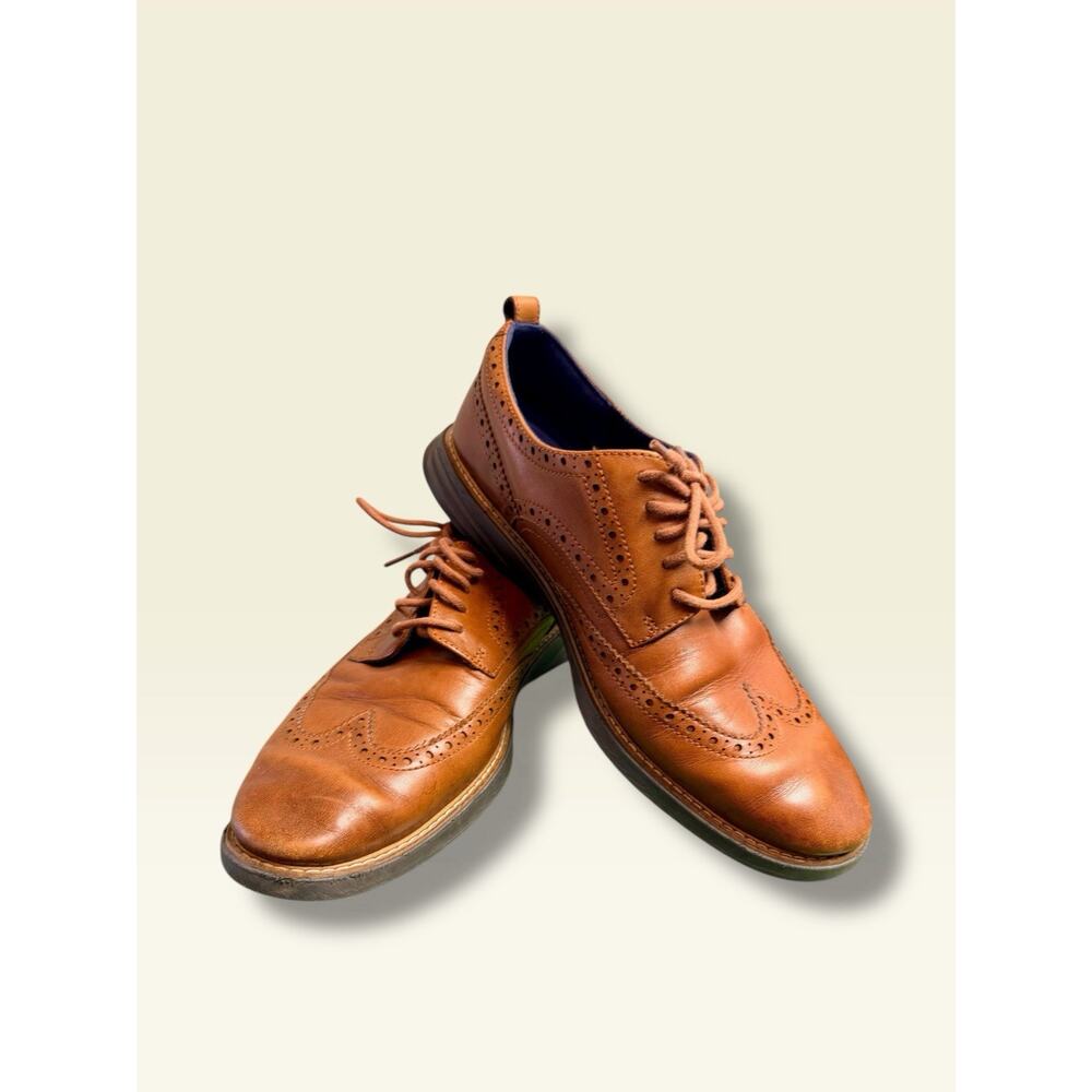 Cole Haan Men's Grand Evolution Wingtip Oxford Cognac Dress Shoes‎ Sz 10M